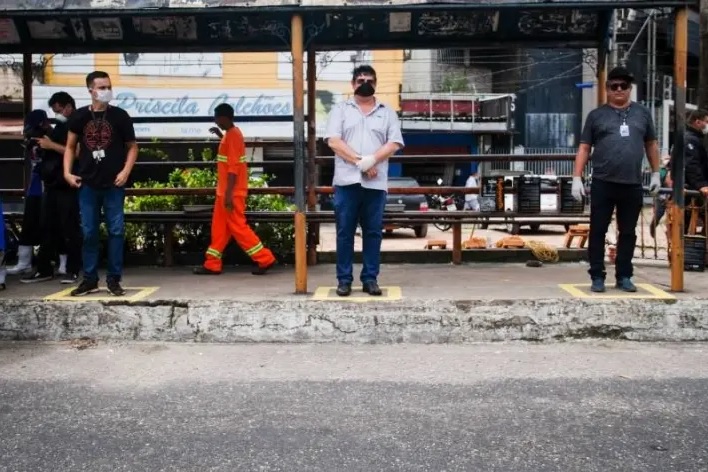 Marcações no chão de ônibus de Belém. Foto: Pedro Guerreiro / Ag. Pará