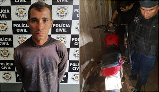 Josecleiton estava em uma motocicleta quando foi preso em cumprimento de mandado no município de Alenquer — Foto: Polícia Civil de Alenquer/Divulgação